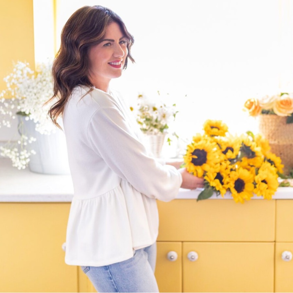 Joe Fresh x Jillian Harris Cream Peplum Top
